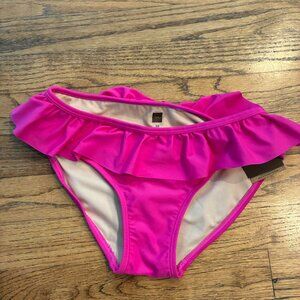 NWT TEA COLLECTION Ruffle Bum Bikini Bottom - Snapdragon Pink Sz 10